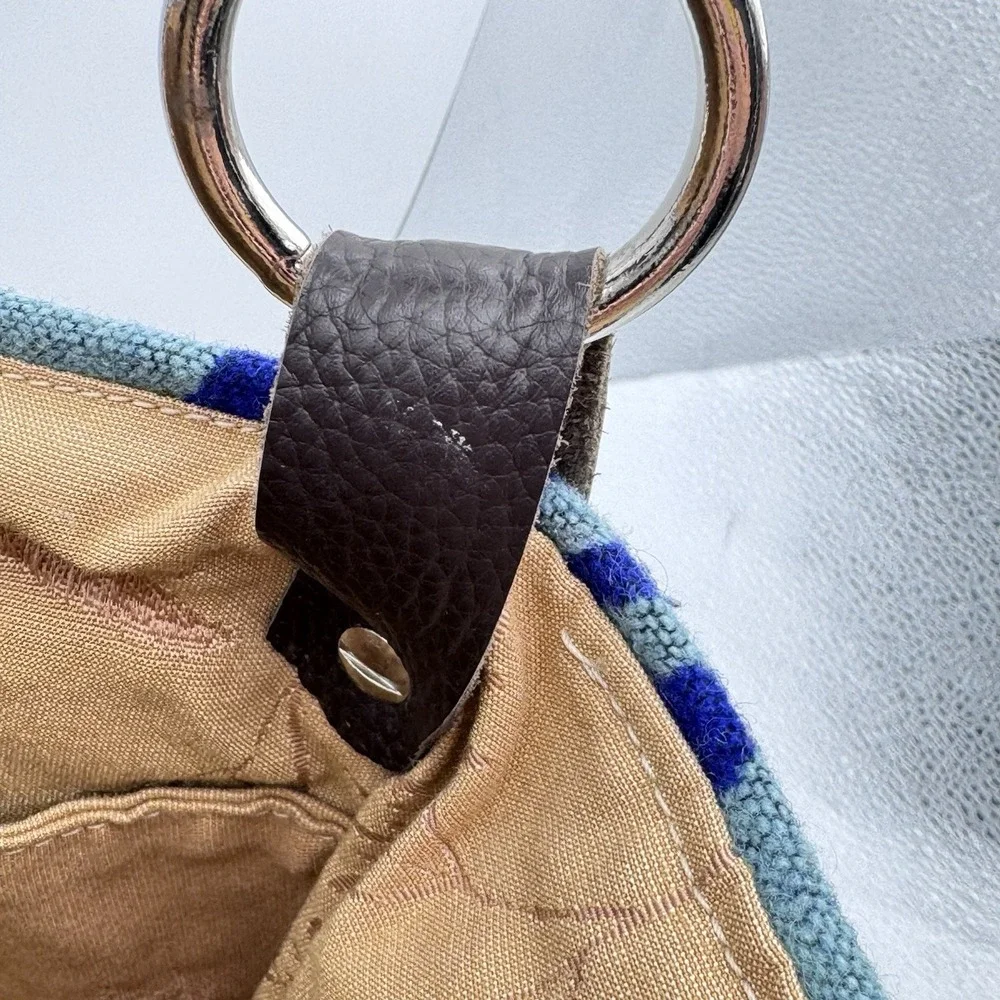 Custom Pendleton Upcycled Leather & Wool Nan-Made Pecos Hobo Crossbody Tote‎ Bag